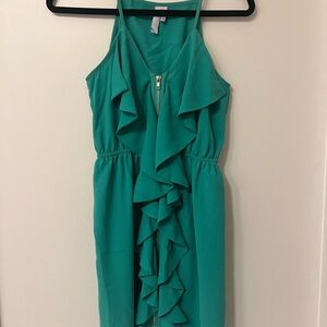Elegant Green Ruffle Dress